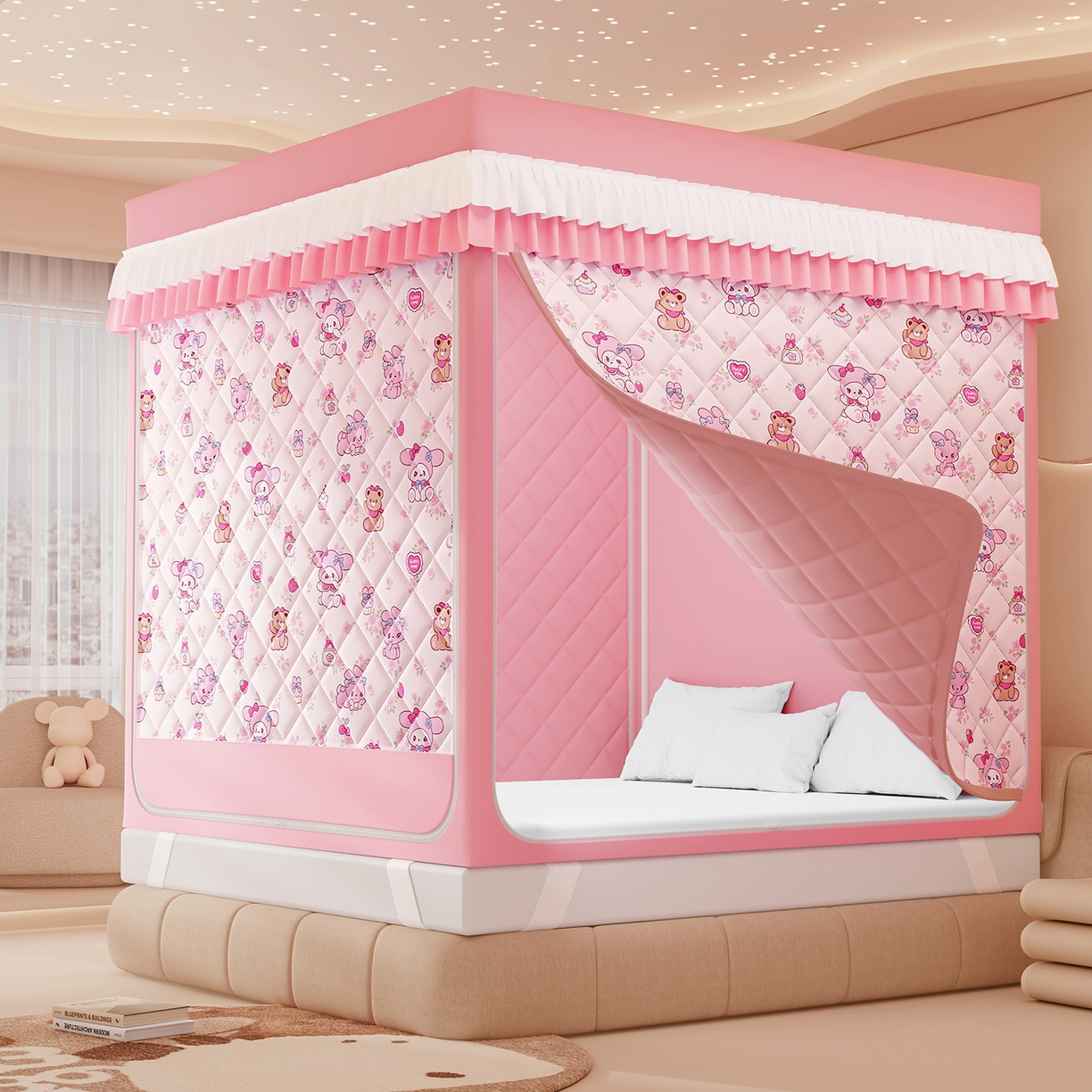 浪幔纱蚊帐 2025新款卡通印花款夹棉蚊帐 甜心乐蒂