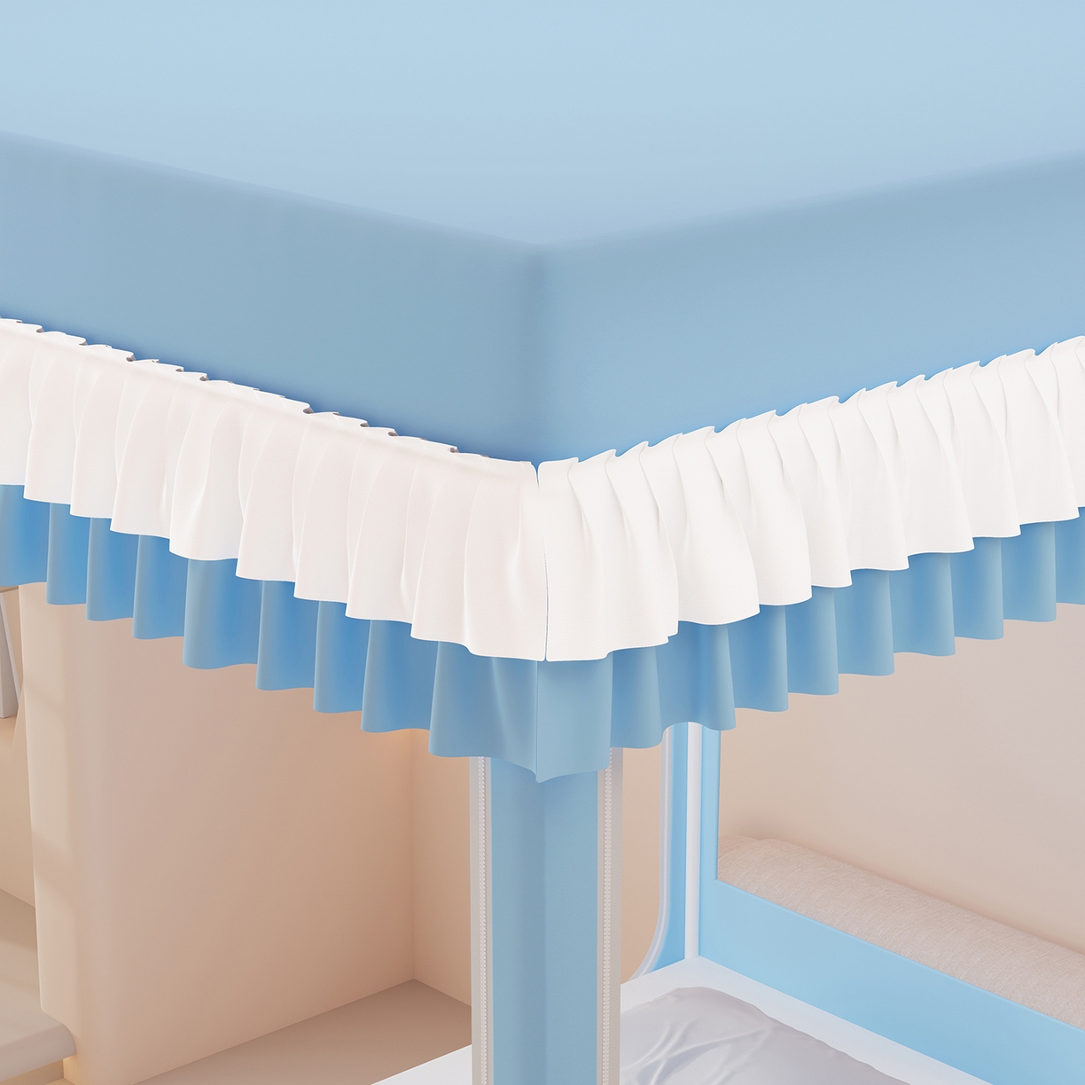 91家纺网 家纺一手货源 找家纺 浪幔纱蚊帐 2025新款卡通印花款夹棉蚊帐 星月小兔