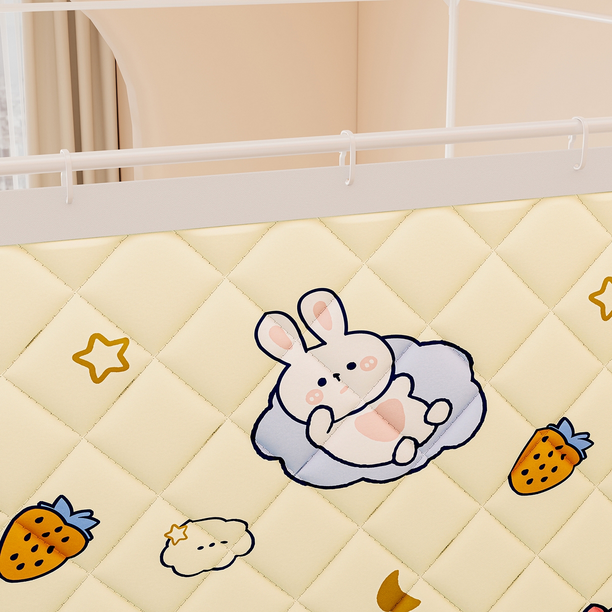 91家纺网 家纺一手货源 找家纺 浪幔纱蚊帐 2025新款卡通印花款夹棉蚊帐 星月小兔