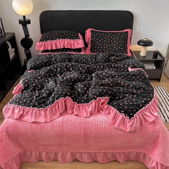 91家纺网 家纺一手货源 找家纺 （总）欧尚 2025新款法式大花边床盖四件套