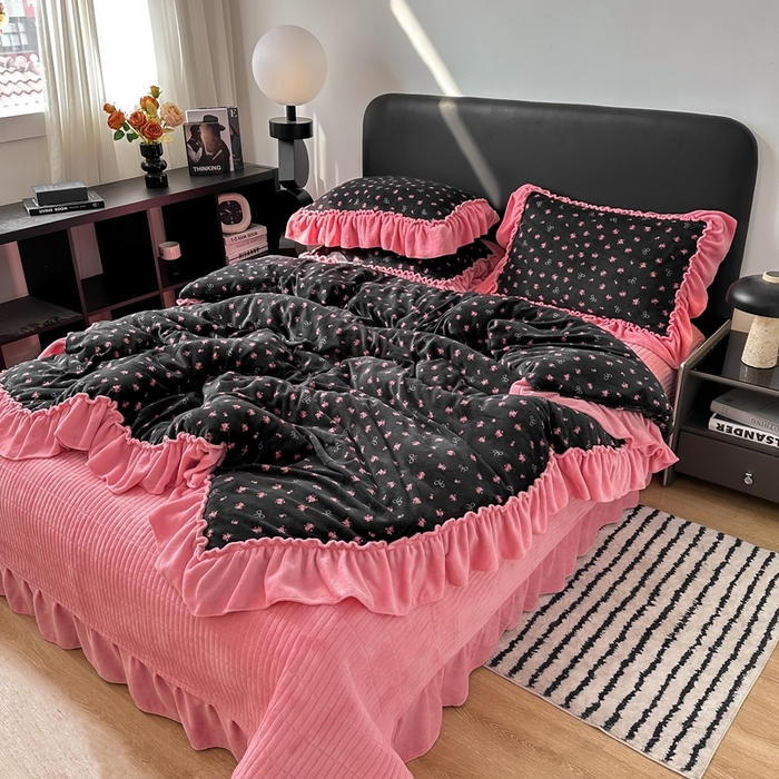 91家纺网 家纺一手货源 找家纺 （总）欧尚 2025新款法式大花边床盖四件套