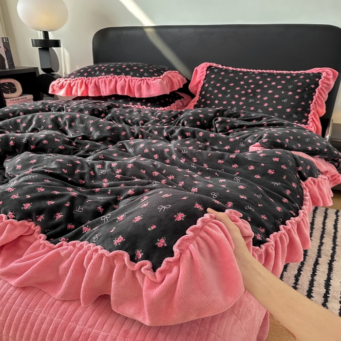 91家纺网 家纺一手货源 找家纺 （总）欧尚 2025新款法式大花边床盖四件套