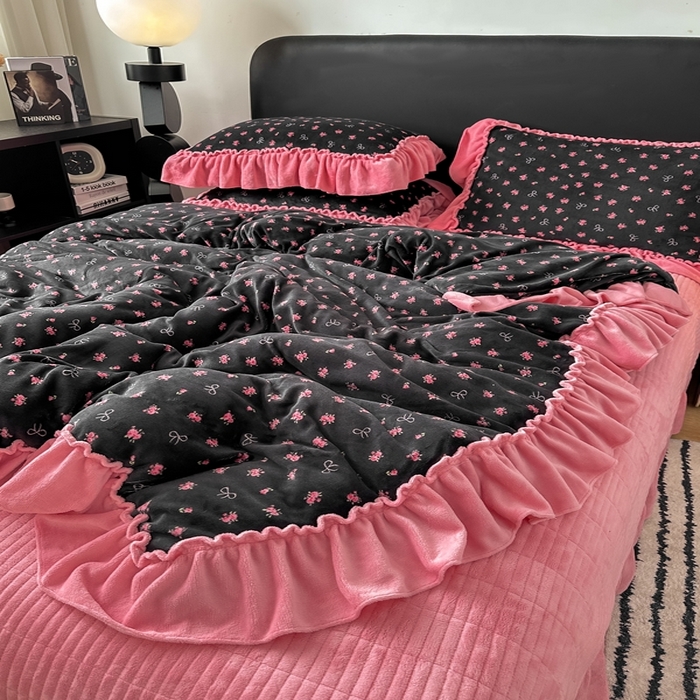 91家纺网 家纺一手货源 找家纺 （总）欧尚 2025新款法式大花边床盖四件套