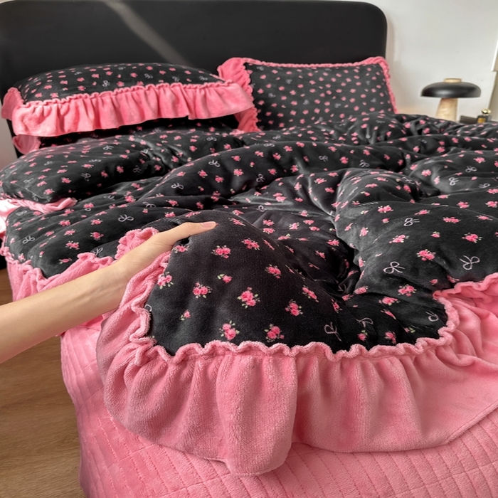 91家纺网 家纺一手货源 找家纺 （总）欧尚 2025新款法式大花边床盖四件套