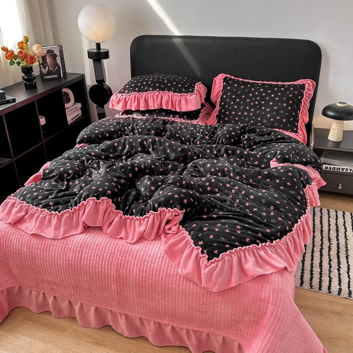 91家纺网 家纺一手货源 找家纺 （总）欧尚 2025新款法式大花边床盖四件套