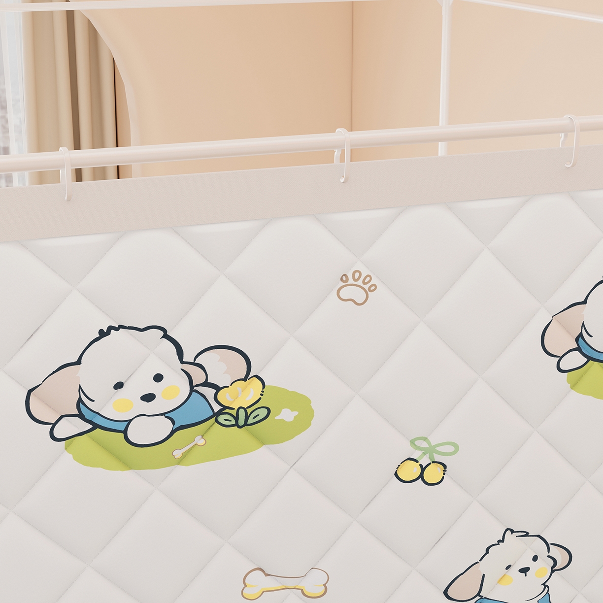 91家纺网 家纺一手货源 找家纺 浪幔纱蚊帐 2025新款卡通印花款夹棉蚊帐 幸运狗