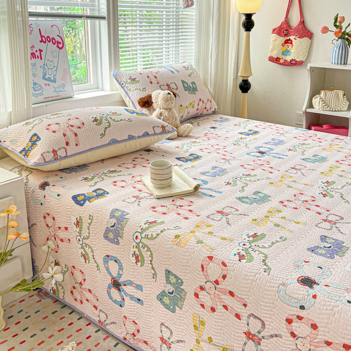 91家纺网 家纺一手货源 找家纺 羽爱家纺2025全棉13372新疆棉花床盖三件套 蝴蝶结