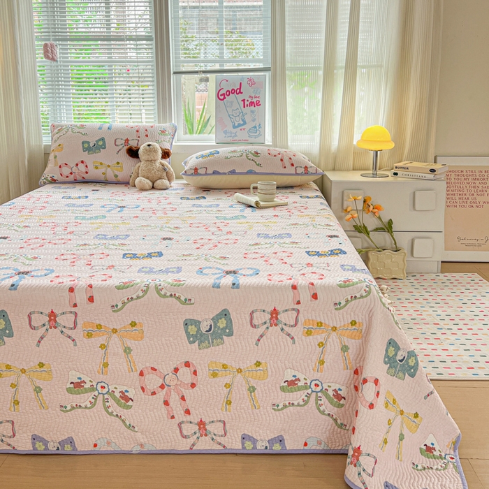 91家纺网 家纺一手货源 找家纺 羽爱家纺2025全棉13372新疆棉花床盖三件套 蝴蝶结