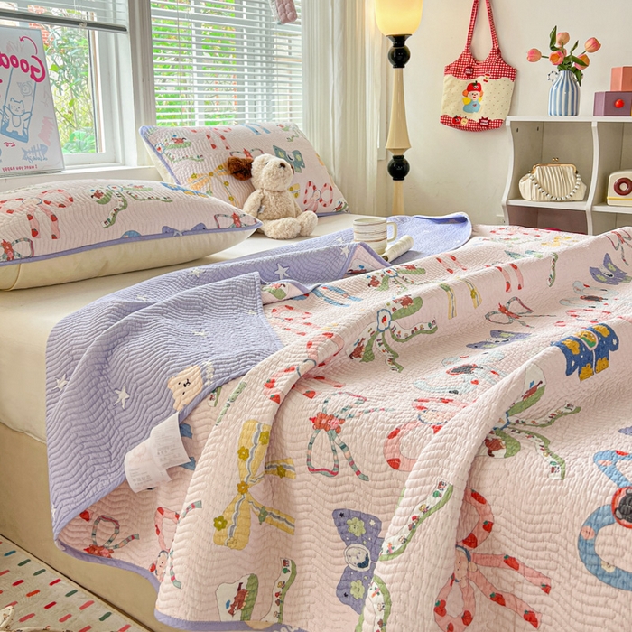 91家纺网 家纺一手货源 找家纺 羽爱家纺2025全棉13372新疆棉花床盖三件套 蝴蝶结