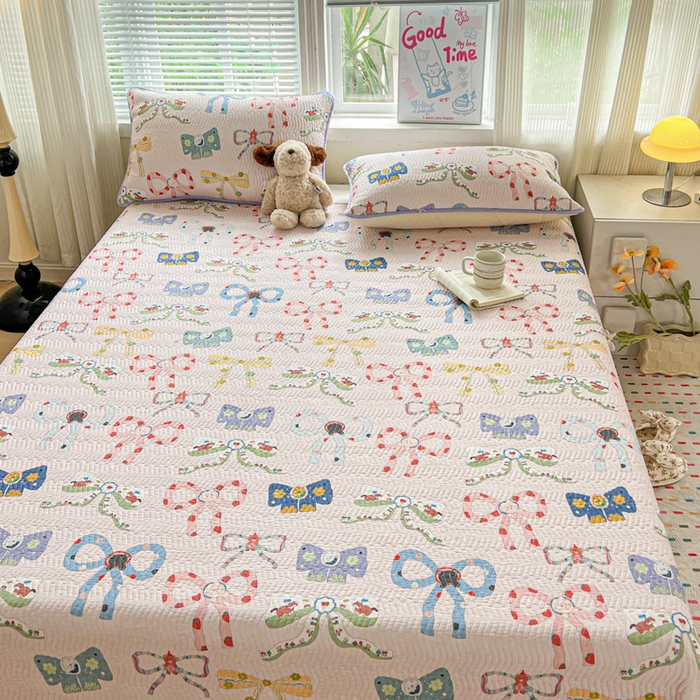 91家纺网 家纺一手货源 找家纺 羽爱家纺2025全棉13372新疆棉花床盖三件套 蝴蝶结