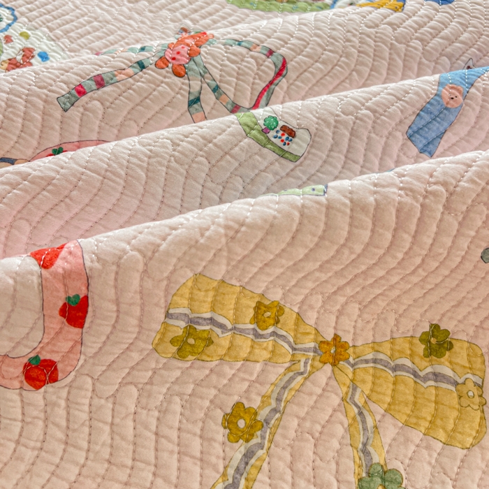 91家纺网 家纺一手货源 找家纺 羽爱家纺2025全棉13372新疆棉花床盖三件套 蝴蝶结