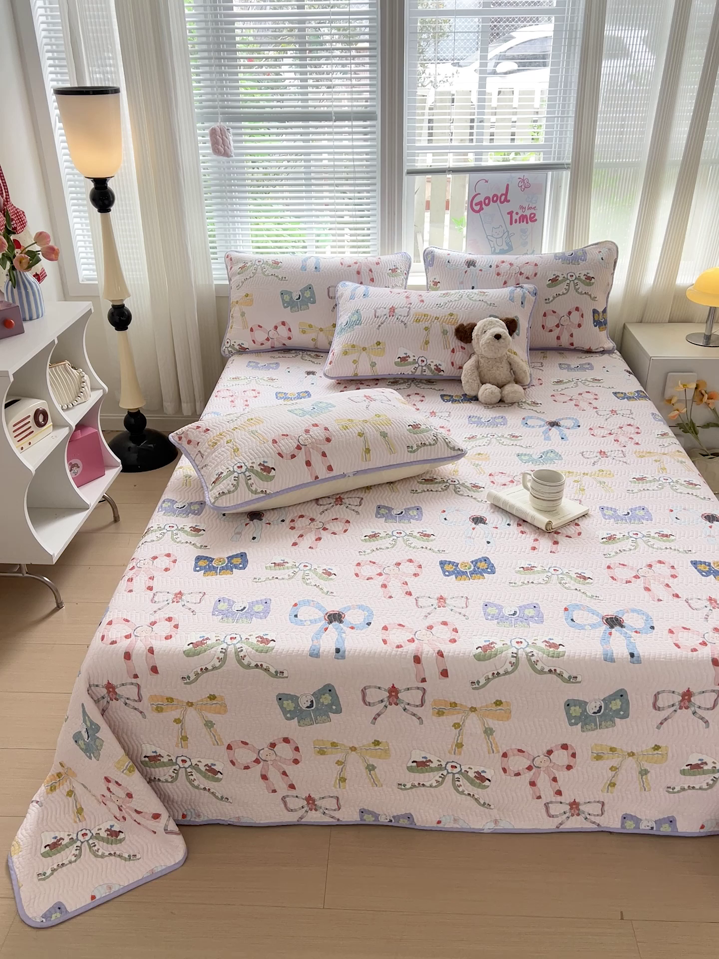 91家纺网 家纺一手货源 找家纺 羽爱家纺2025全棉13372新疆棉花床盖三件套 蝴蝶结