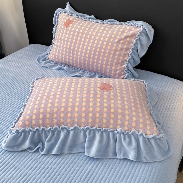 91家纺网 家纺一手货源 找家纺 欧尚 2025新款法式大花边床盖四件套 法式蓝色天空