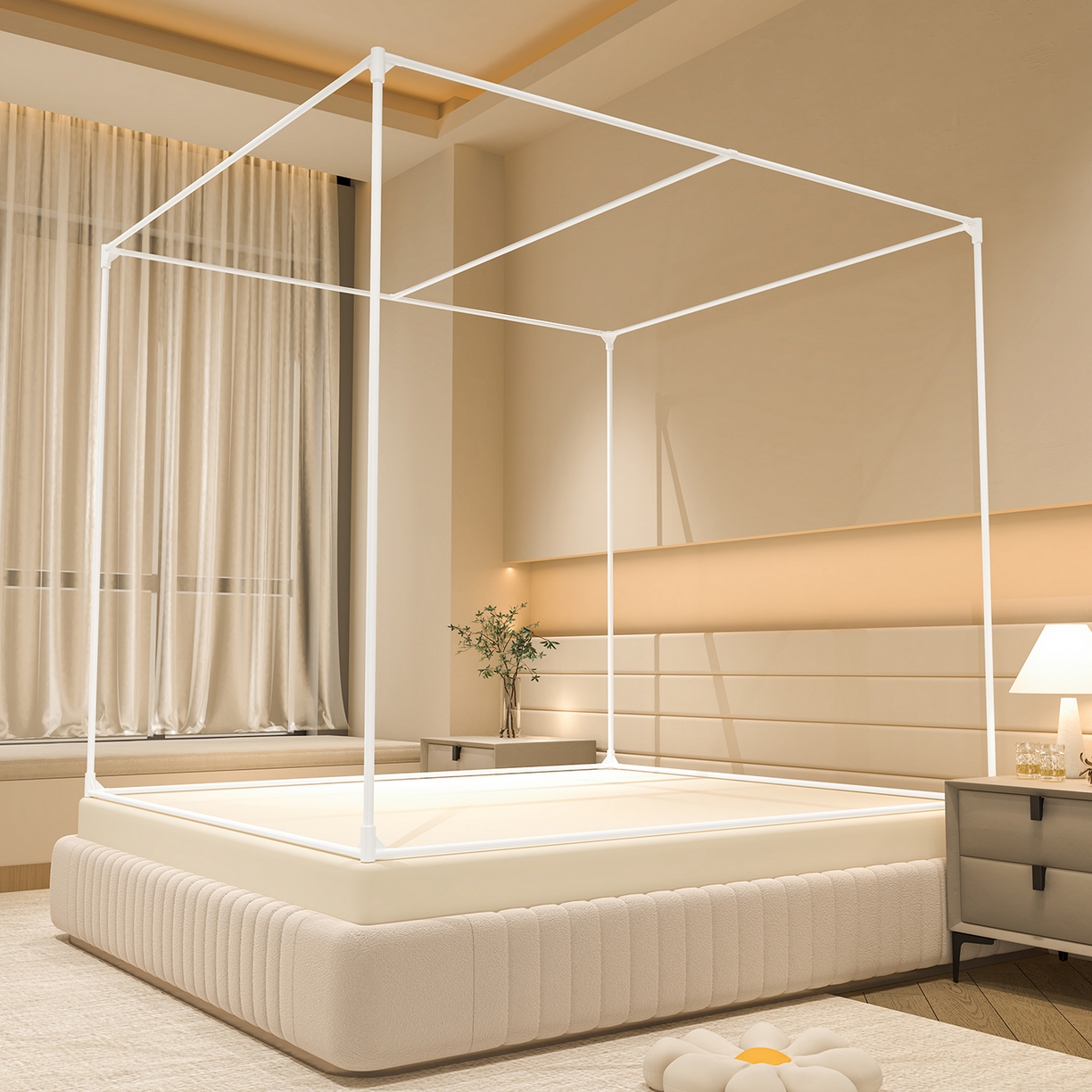 91家纺网 家纺一手货源 找家纺 （总）浪幔纱蚊帐 2025新款纯色夹棉蚊帐