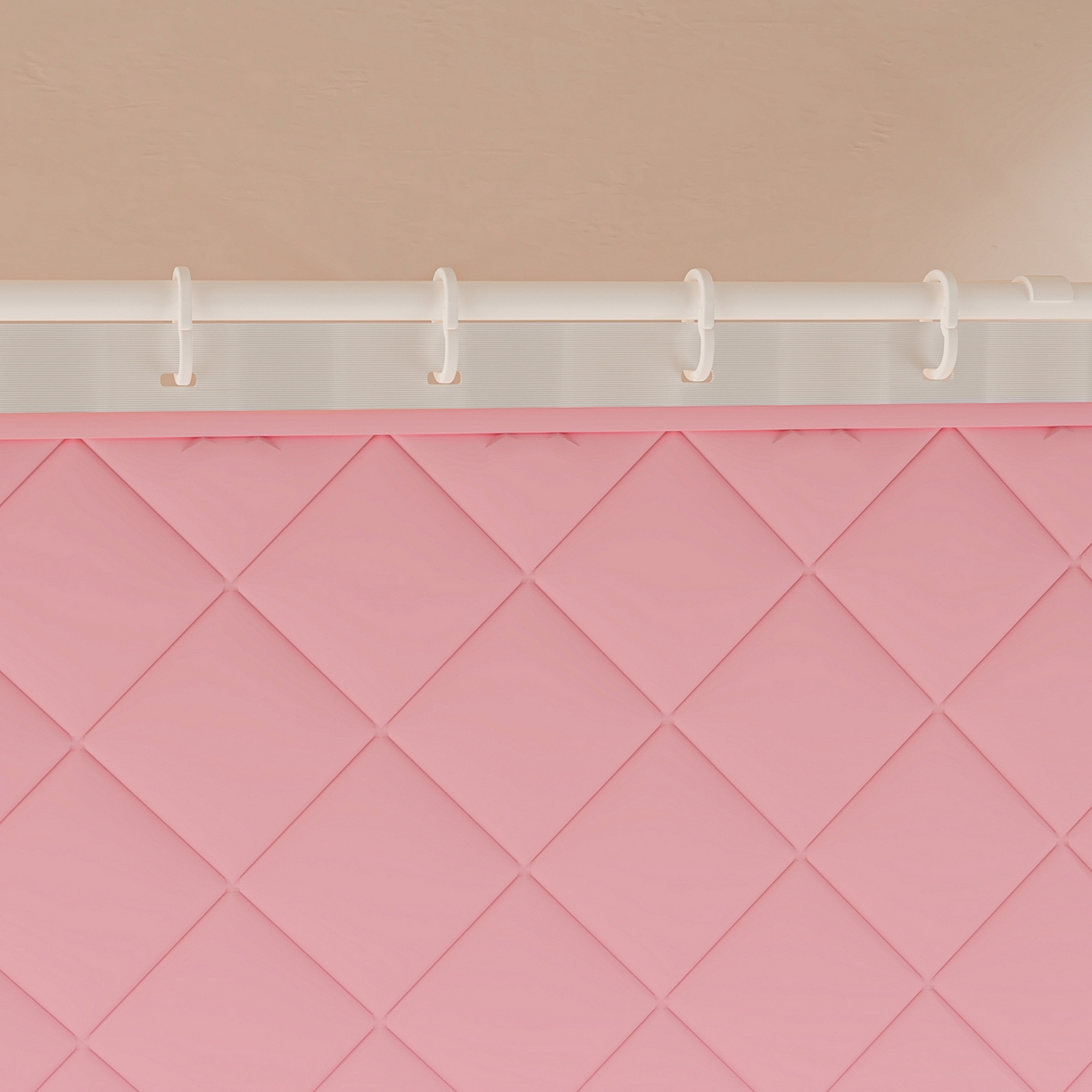 91家纺网 家纺一手货源 找家纺 浪幔纱蚊帐 2025新款纯色夹棉蚊帐 粉色