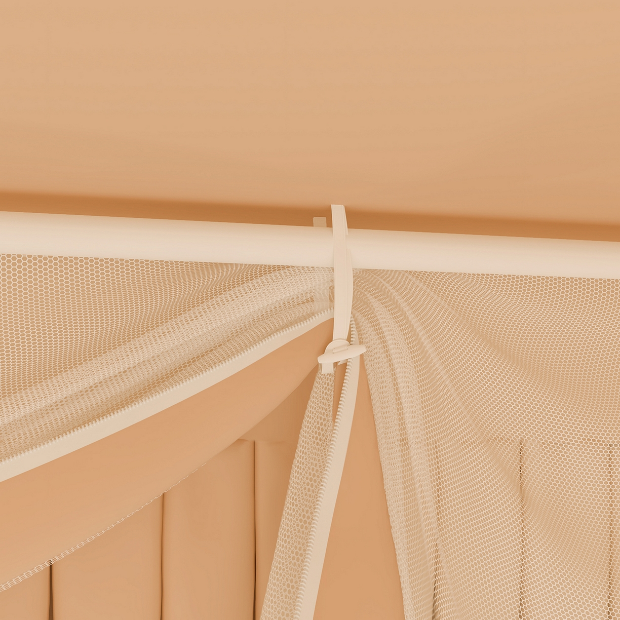 91家纺网 家纺一手货源 找家纺 浪幔纱蚊帐 2025新款纯色夹棉蚊帐 咖色