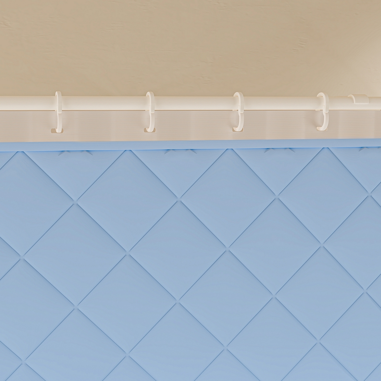 91家纺网 家纺一手货源 找家纺 浪幔纱蚊帐 2025新款纯色夹棉蚊帐 蓝色