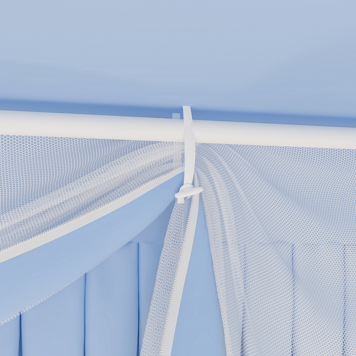 91家纺网 家纺一手货源 找家纺 浪幔纱蚊帐 2025新款纯色夹棉蚊帐 蓝色