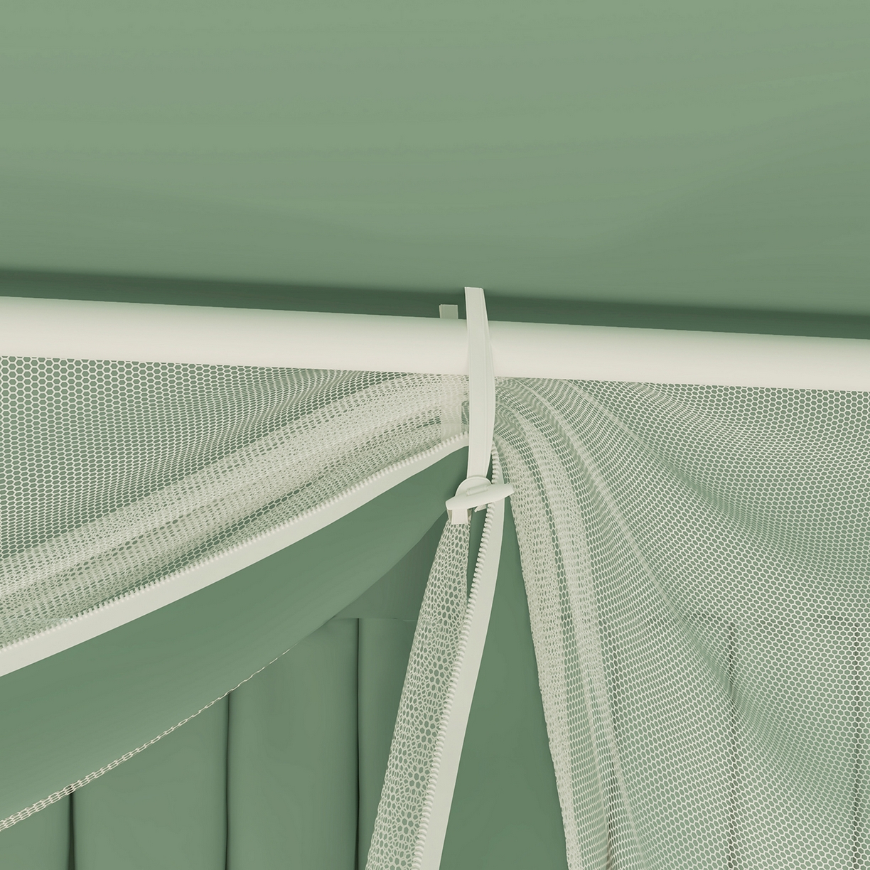 91家纺网 家纺一手货源 找家纺 浪幔纱蚊帐 2025新款纯色夹棉蚊帐 绿色