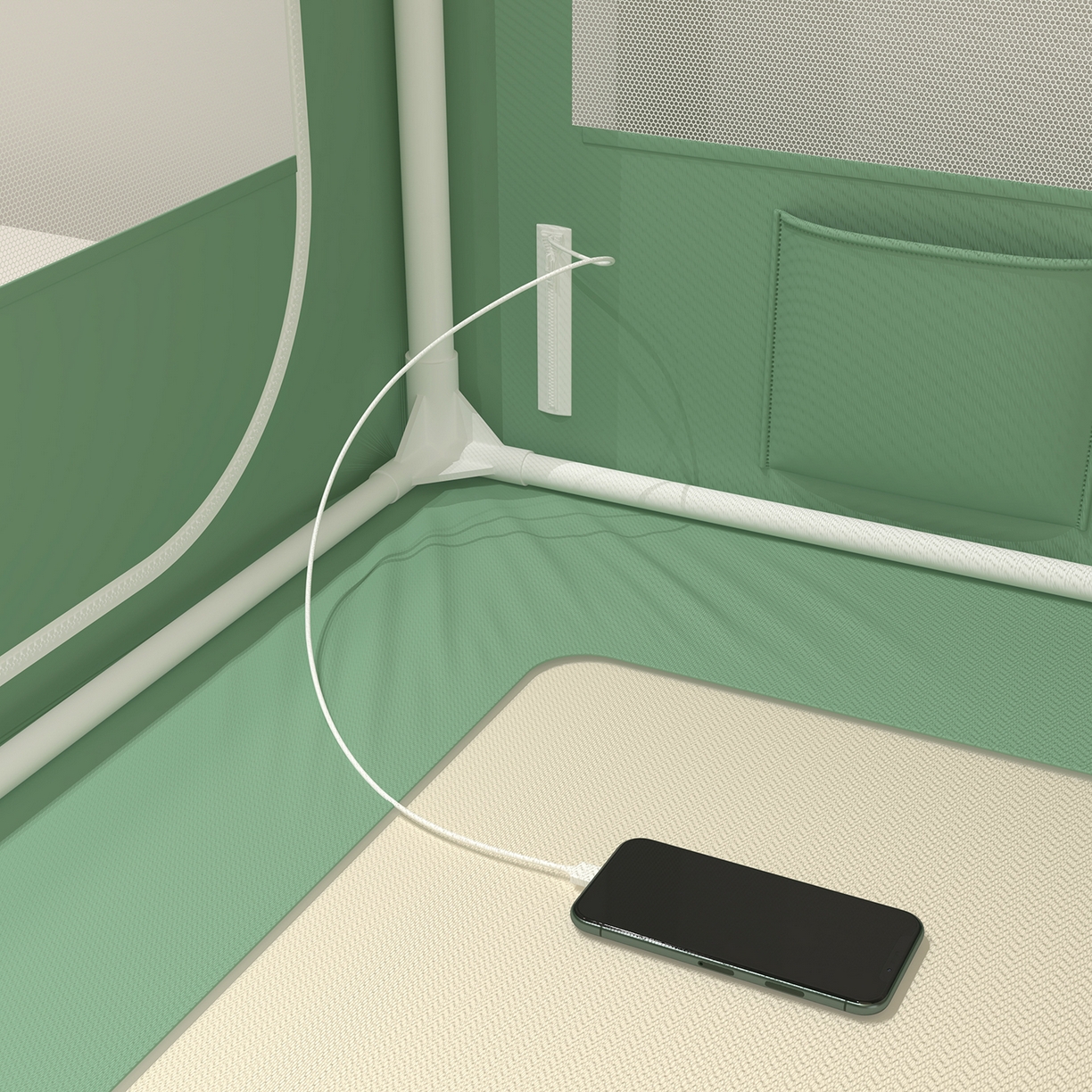 91家纺网 家纺一手货源 找家纺 浪幔纱蚊帐 2025新款纯色夹棉蚊帐 绿色