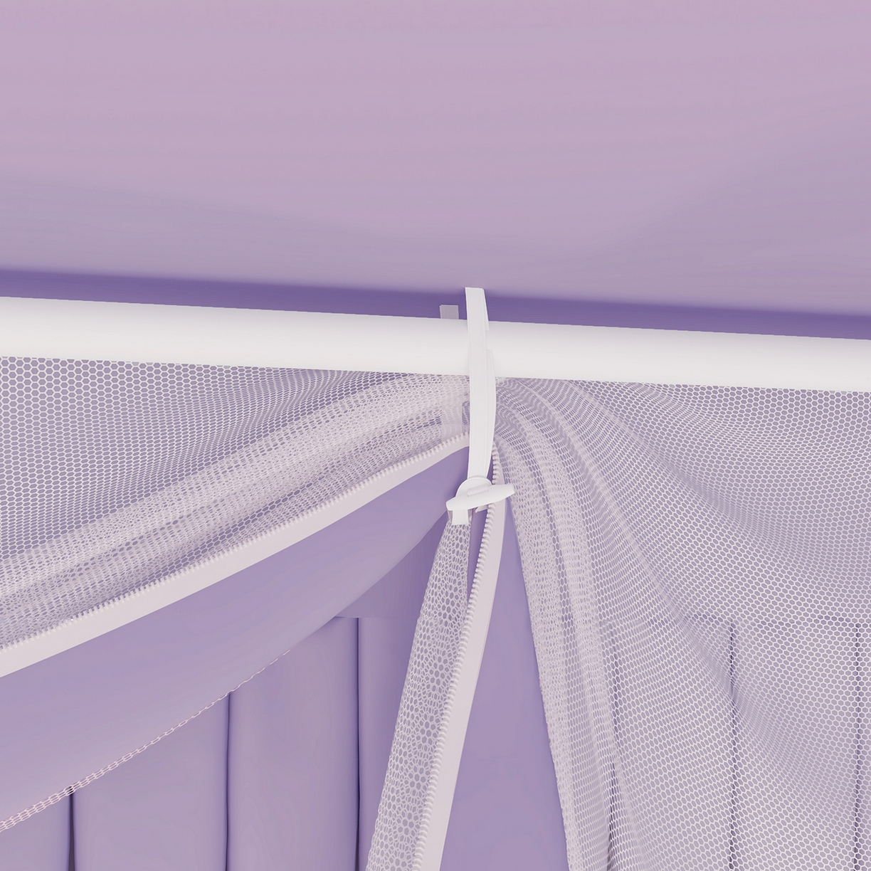 91家纺网 家纺一手货源 找家纺 浪幔纱蚊帐 2025新款纯色夹棉蚊帐 紫色