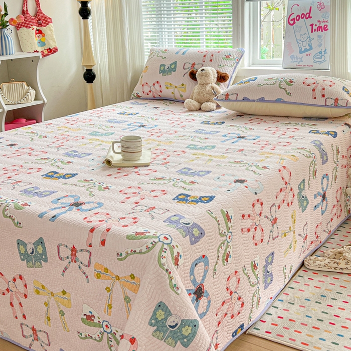 91家纺网 家纺一手货源 找家纺 羽爱家纺 2025全棉13372新疆棉花床盖四件套 蝴蝶结