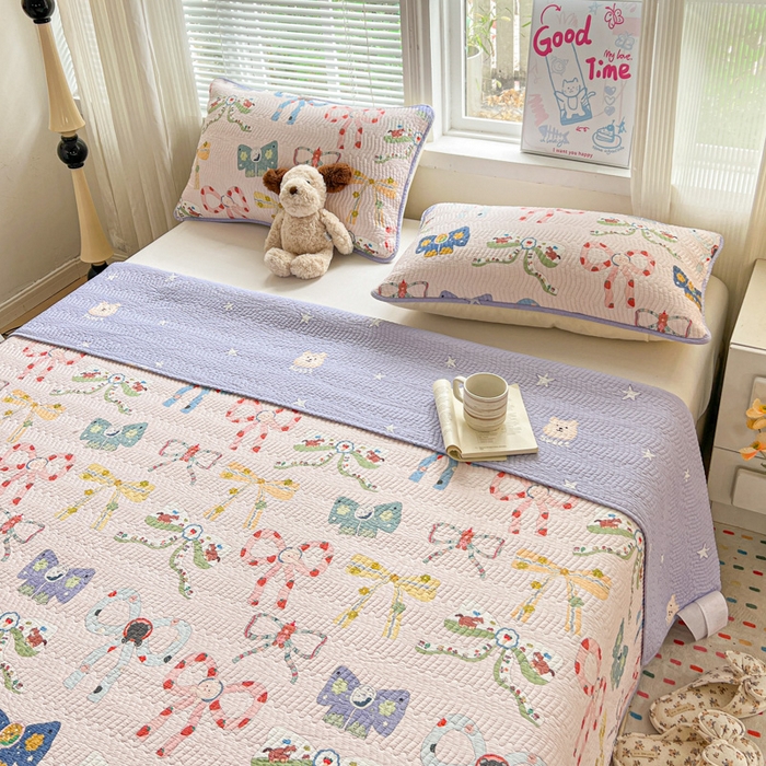 91家纺网 家纺一手货源 找家纺 羽爱家纺 2025全棉13372新疆棉花床盖四件套 蝴蝶结