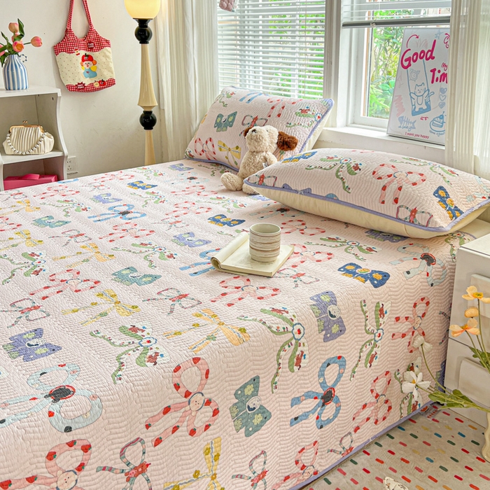 91家纺网 家纺一手货源 找家纺 羽爱家纺 2025全棉13372新疆棉花床盖四件套 蝴蝶结