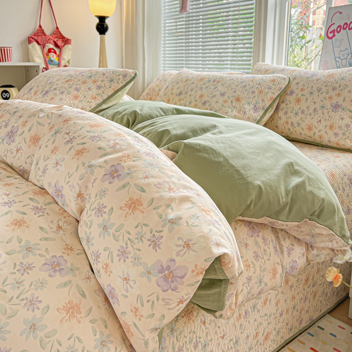 91家纺网 家纺一手货源 找家纺 羽爱家纺 2025全棉13372新疆棉花床盖四件套 花甜