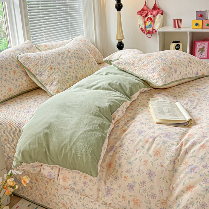 91家纺网 家纺一手货源 找家纺 羽爱家纺 2025全棉13372新疆棉花床盖四件套 花甜