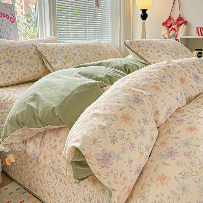 91家纺网 家纺一手货源 找家纺 羽爱家纺 2025全棉13372新疆棉花床盖四件套 花甜