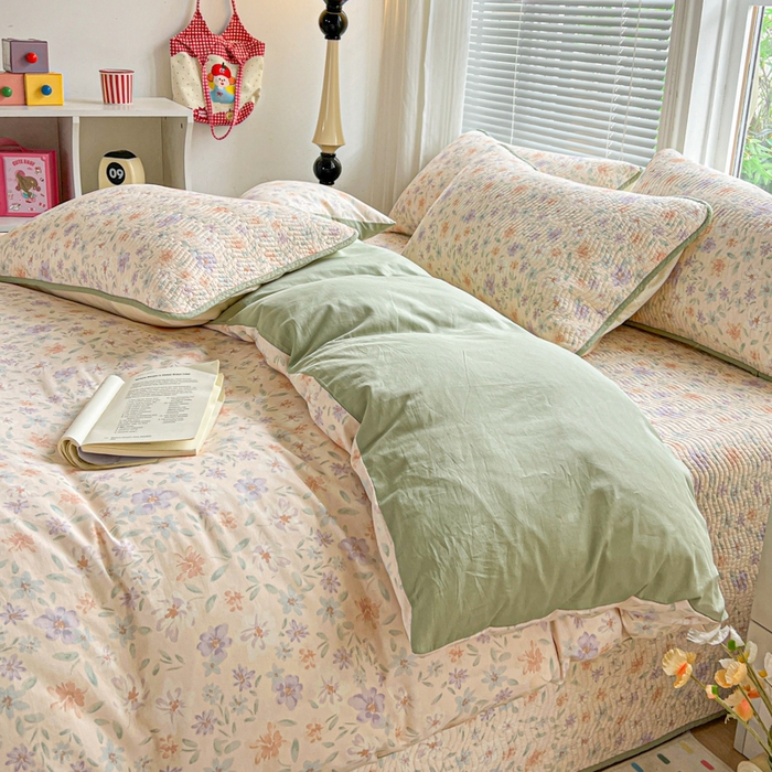 91家纺网 家纺一手货源 找家纺 羽爱家纺 2025全棉13372新疆棉花床盖四件套 花甜