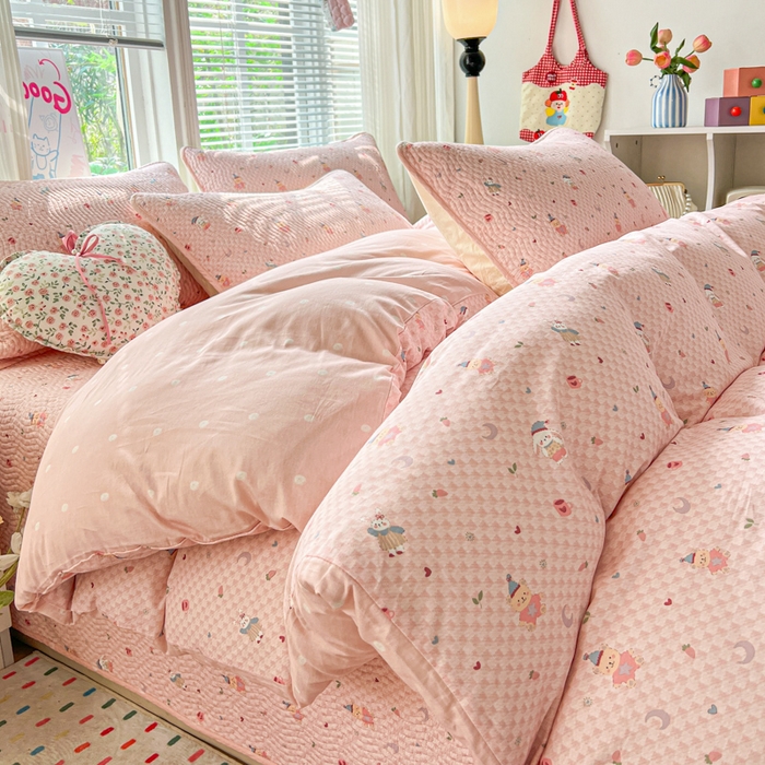 91家纺网 家纺一手货源 找家纺 羽爱家纺 2025全棉13372新疆棉花床盖四件套 精灵乐园