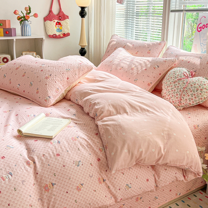 91家纺网 家纺一手货源 找家纺 羽爱家纺 2025全棉13372新疆棉花床盖四件套 精灵乐园