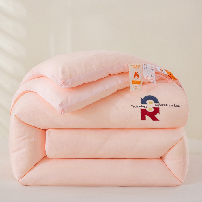 91家纺网 家纺一手货源 找家纺 宝士康家纺 2025新品提花锁温秋冬被/被芯/冬被/跨境外贸 粉色