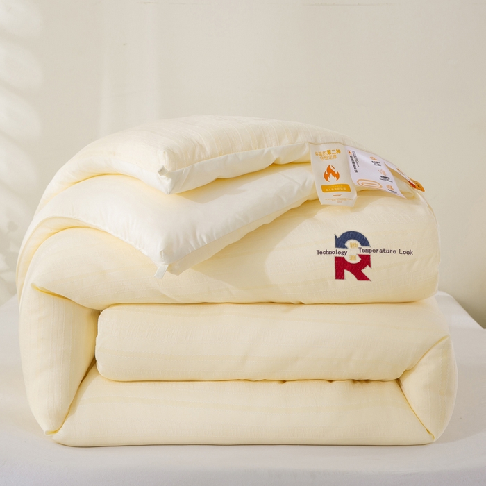 宝士康家纺 2025新品提花锁温秋冬被/被芯/冬被/跨境外贸 奶白