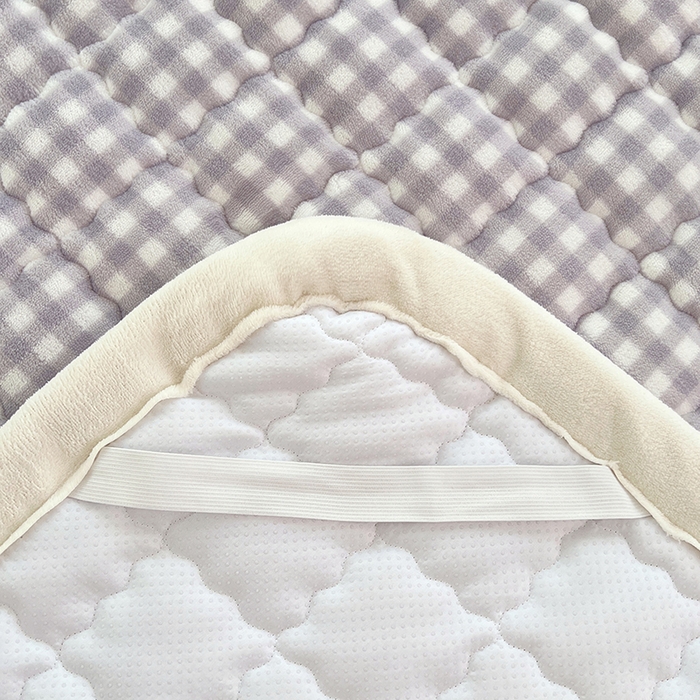 91家纺网 家纺一手货源 找家纺 三盛源 2025新款牛奶绒绗绣夹棉防滑保暖秋冬印花床护垫床褥绒床垫加厚高克重加宽包边 方格-高级灰