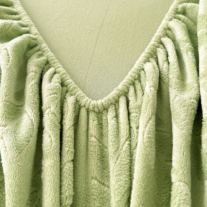 91家纺网 家纺一手货源 找家纺 三盛源 2025新款高克重雕花牛奶绒床笠三件套加厚保暖床垫保护套 麦穗-抹茶绿