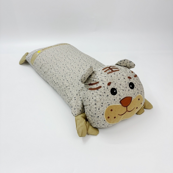 露函家居 2025新款全棉印花虎头款甜荞麦壳枕头儿童学生卡通护颈枕枕头枕芯 灰色