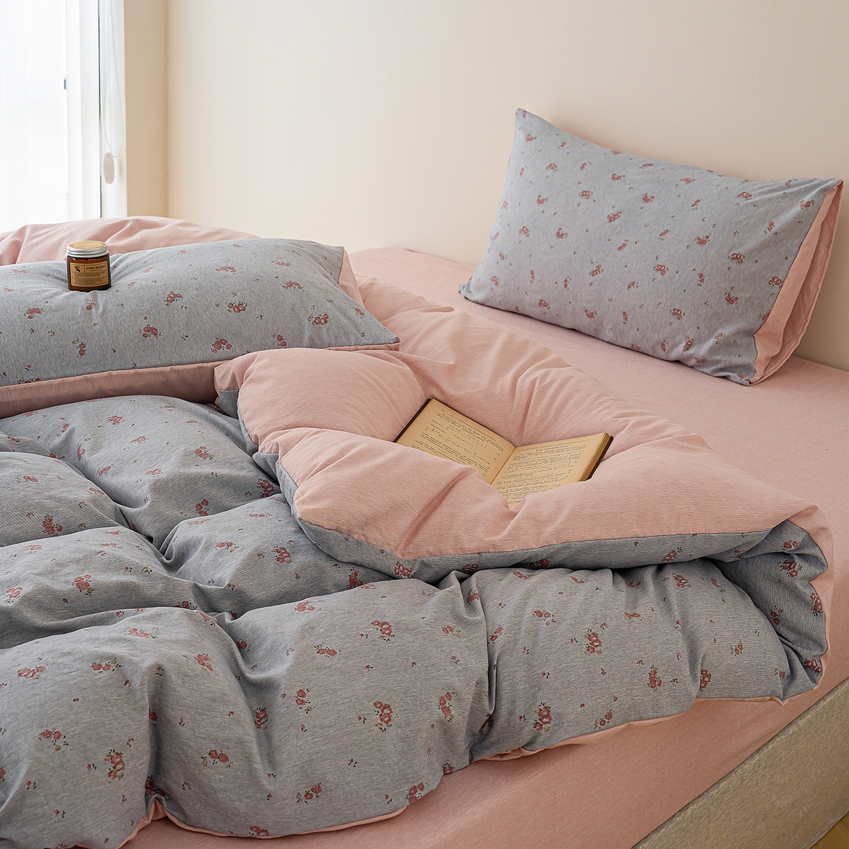 91家纺网 家纺一手货源 找家纺 竹合家纺 2025秋冬新款加厚磨毛色织暖绒系列针织四件套高克重 浣溪沙