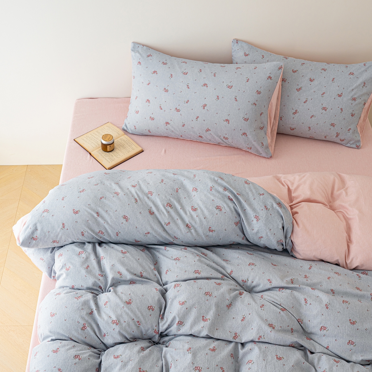 91家纺网 家纺一手货源 找家纺 竹合家纺 2025秋冬新款加厚磨毛色织暖绒系列针织四件套高克重 浣溪沙