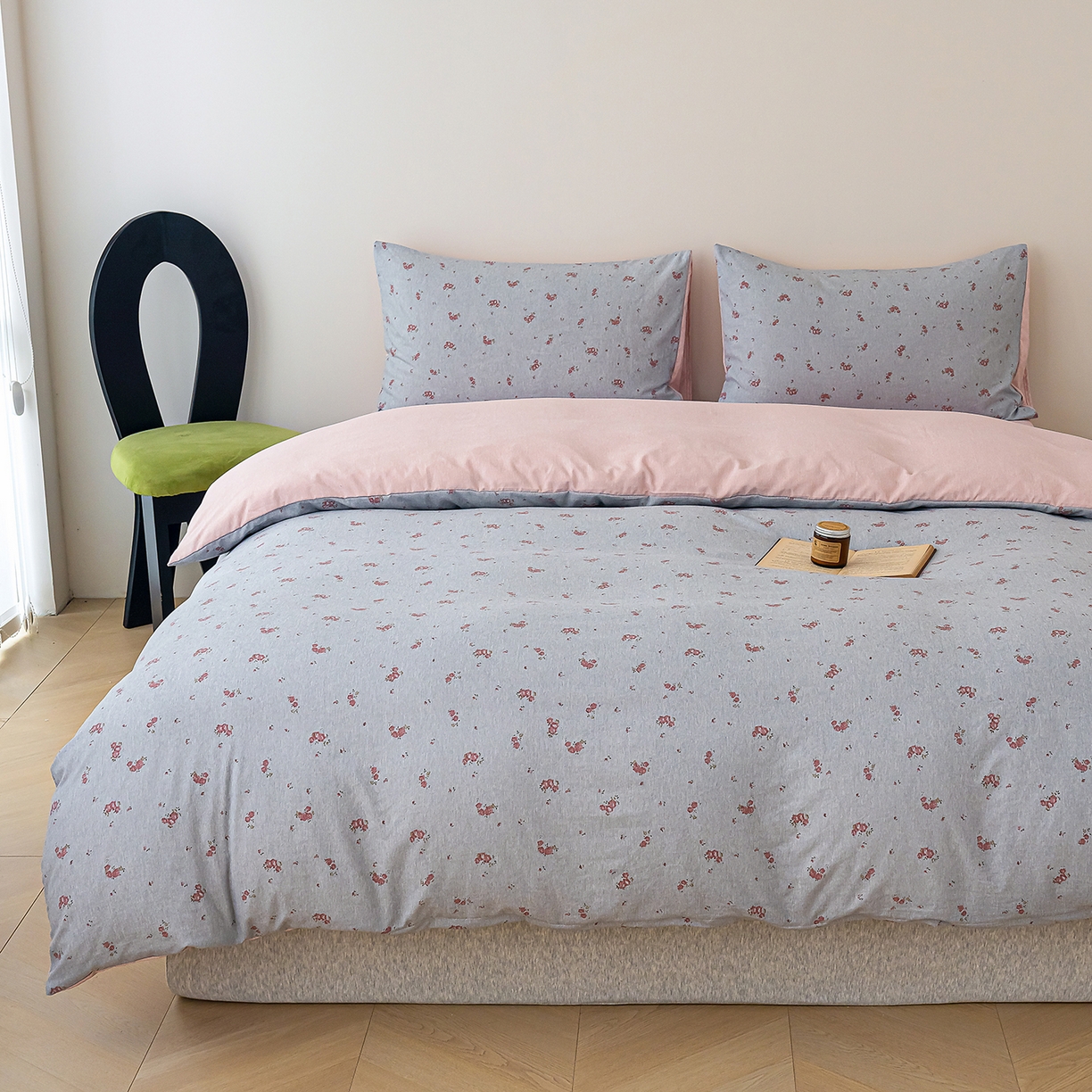 91家纺网 家纺一手货源 找家纺 竹合家纺 2025秋冬新款加厚磨毛色织暖绒系列针织四件套高克重 浣溪沙