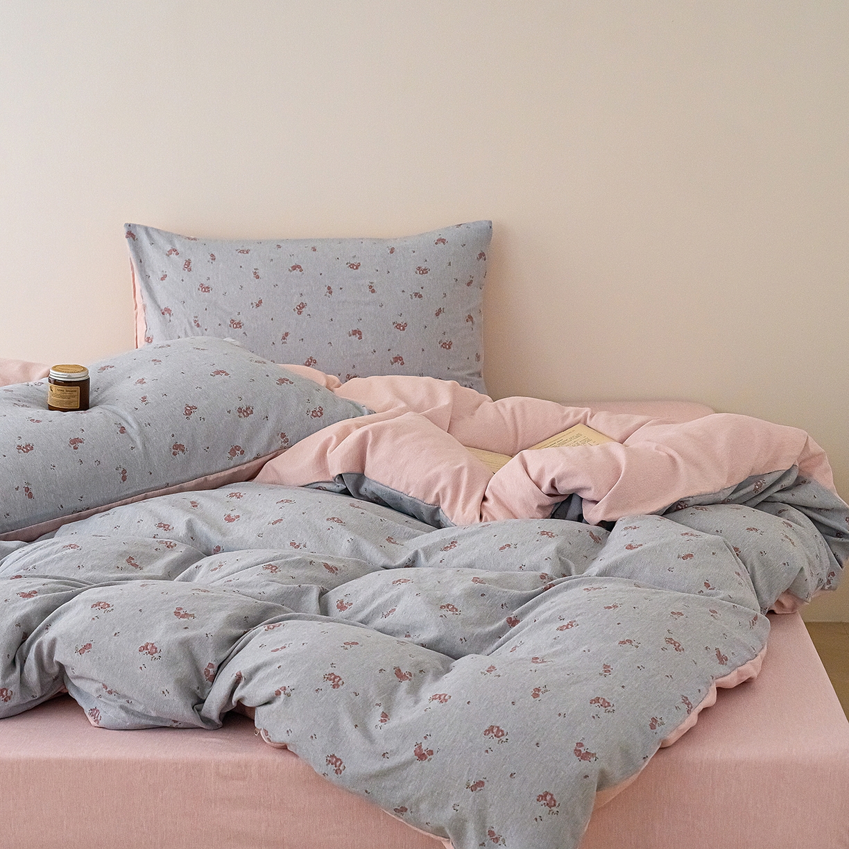 91家纺网 家纺一手货源 找家纺 竹合家纺 2025秋冬新款加厚磨毛色织暖绒系列针织四件套高克重 浣溪沙