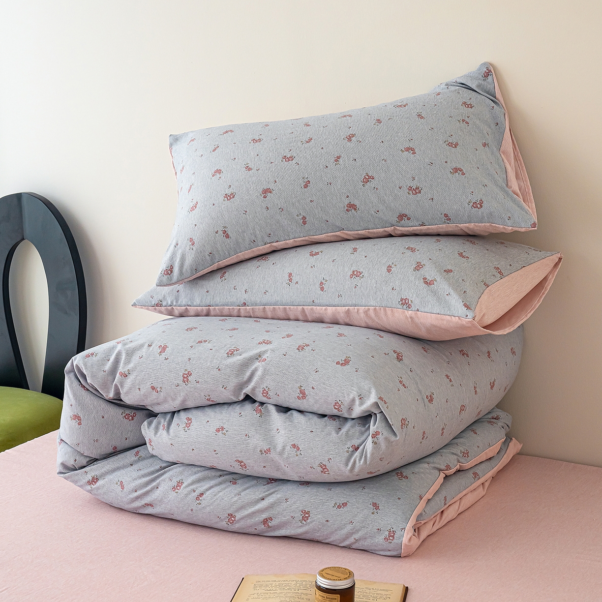 91家纺网 家纺一手货源 找家纺 竹合家纺 2025秋冬新款加厚磨毛色织暖绒系列针织四件套高克重 浣溪沙