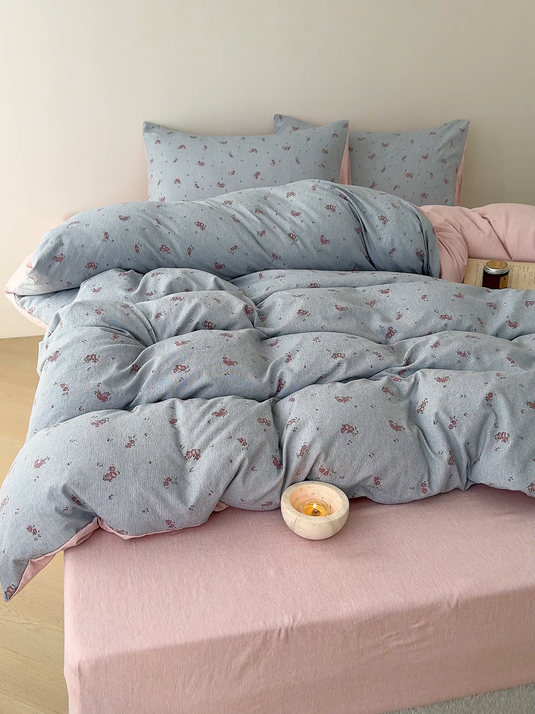 91家纺网 家纺一手货源 找家纺 竹合家纺 2025秋冬新款加厚磨毛色织暖绒系列针织四件套高克重 浣溪沙