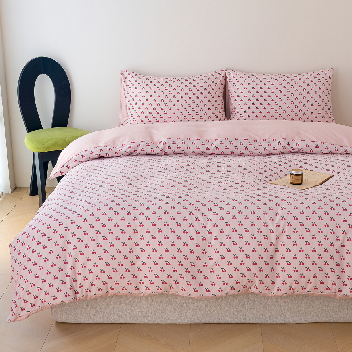 91家纺网 家纺一手货源 找家纺 竹合家纺 2025秋冬新款加厚磨毛色织暖绒系列针织四件套高克重 红樱桃