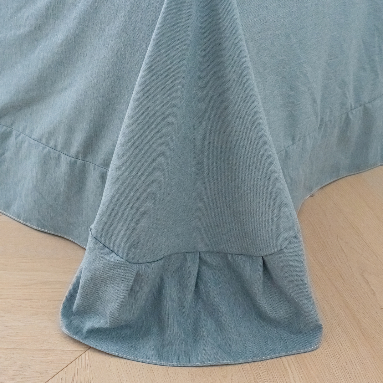 91家纺网 家纺一手货源 找家纺 竹合家纺 2025秋冬新款加厚磨毛色织暖绒系列针织四件套高克重 爱心蓝兔