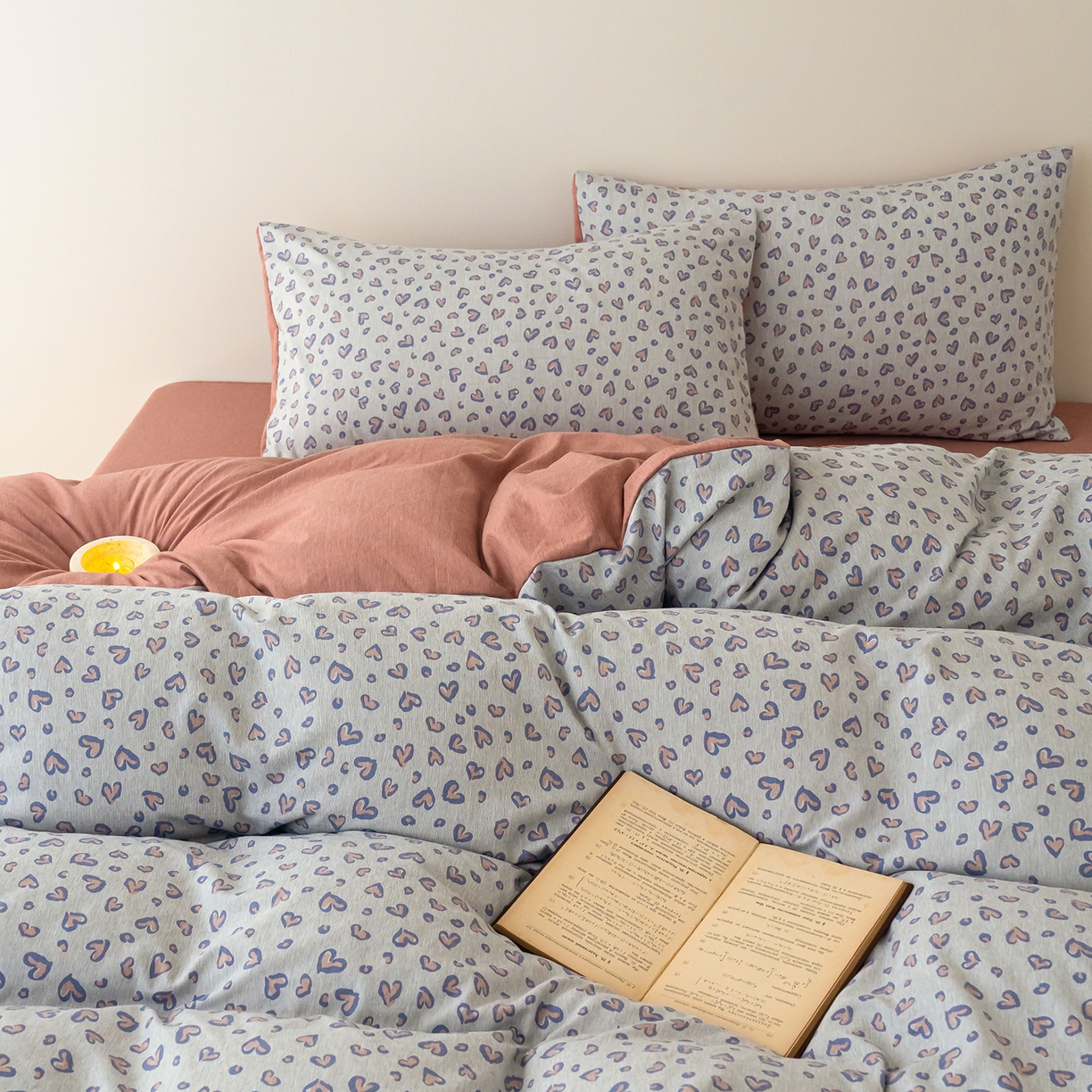 91家纺网 家纺一手货源 找家纺 竹合家纺 2025秋冬新款加厚磨毛色织暖绒系列针织四件套高克重 豹纹紫