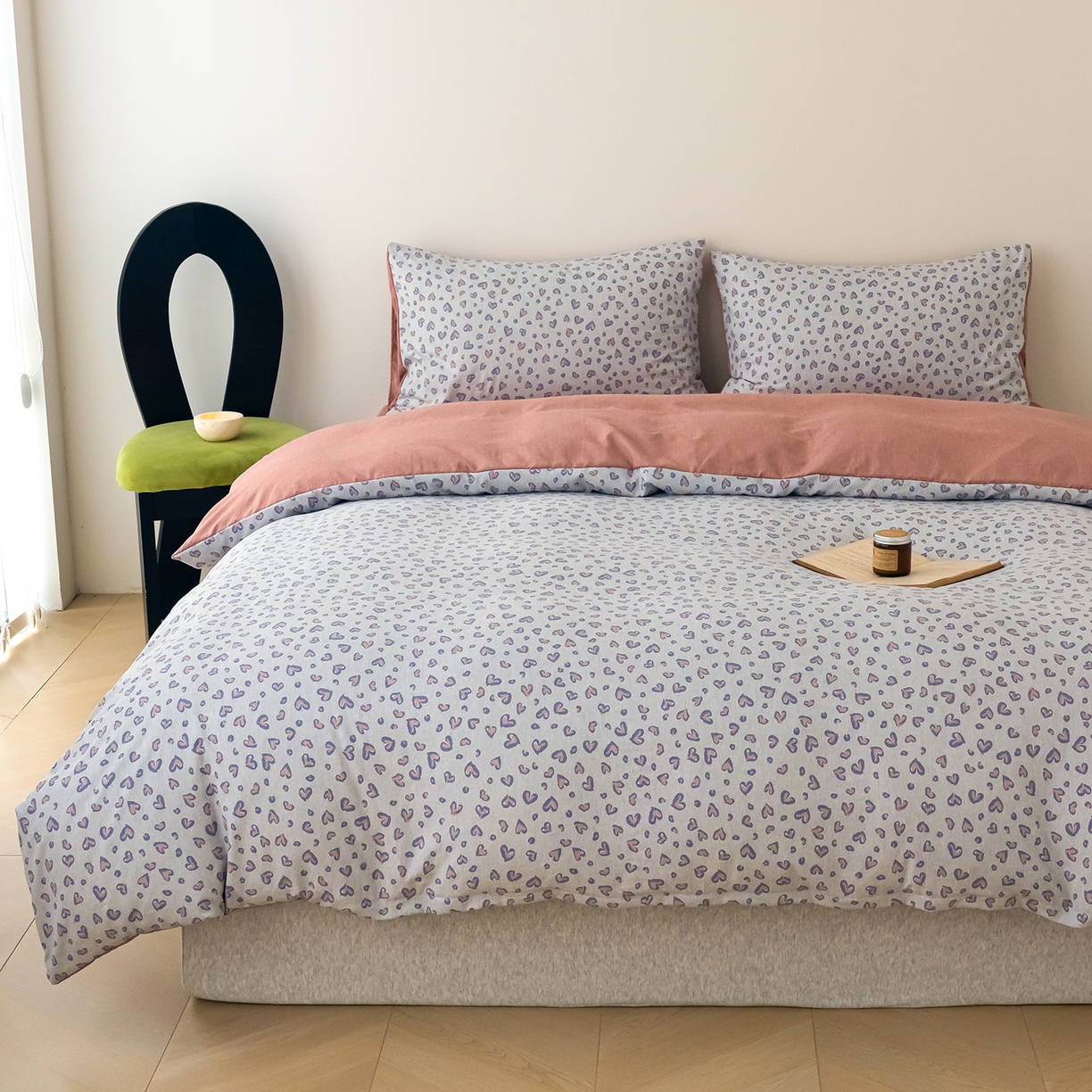 91家纺网 家纺一手货源 找家纺 竹合家纺 2025秋冬新款加厚磨毛色织暖绒系列针织四件套高克重 豹纹紫