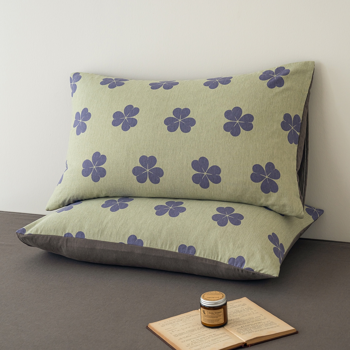 91家纺网 家纺一手货源 找家纺 竹合家纺 2025秋冬新款加厚磨毛色织暖绒系列针织四件套高克重 三叶草-绿